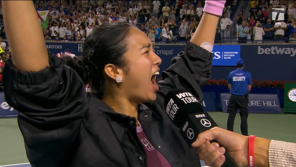 Viral Tennis Channel video of Alex Eala celebrating a win