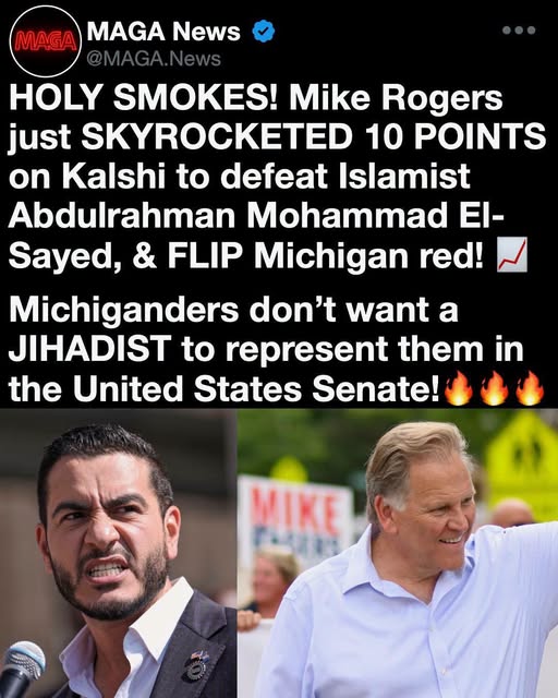 Viral Republican Patriots post about shifting prediction market odds in a Michigan Senate race